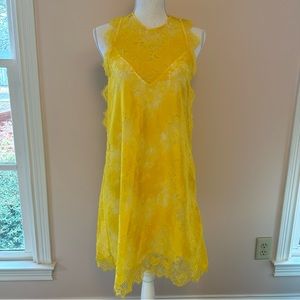 Carven Buttercup Yellow Lace Shift Dress Size 4